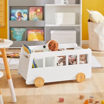 Cassapanca baule portagiochi panca per bambini 3-8 anni in legno blu