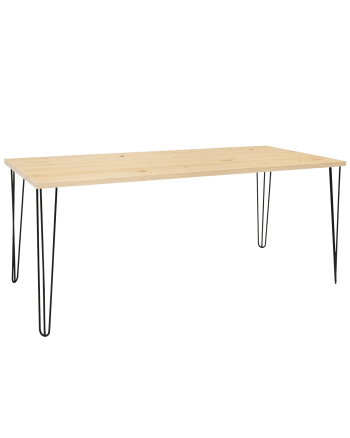 Noa - Mesa de comedor de madera maciza natural patas negras 150x80cm