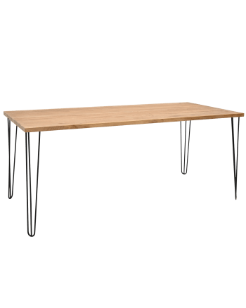 Noa - Mesa de comedor de madera maciza envejecido patas negras 160x80cm