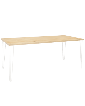 Noa - Mesa de comedor de madera maciza natural patas blancas 150x80cm
