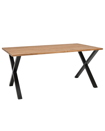 Odín - Mesa de comedor de madera maciza envejecido patas negras 120x75cm