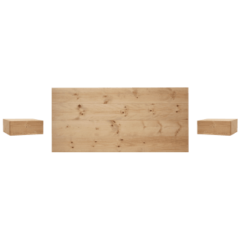 Pack cabecero y mesitas de madera maciza en tono roble medio de varias  medidas