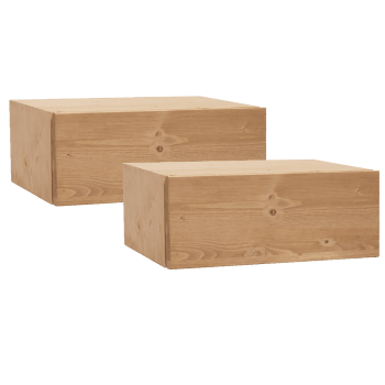 Ingrid - Ensemble 2 tables de chevet flottantes en bois de pin marron 40x15cm