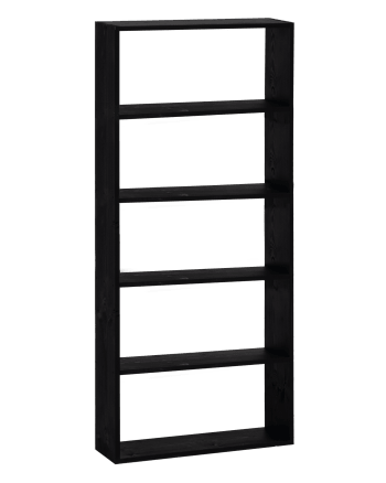 Saura - Estantería de madera maciza con 4 estantes negro 80,2x179,6cm
