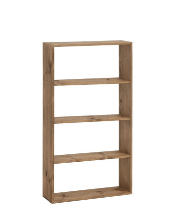 Saura - Estantería de madera maciza con 3 estantes envejecido 80,2x144,1cm