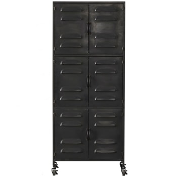 Boaz - Armoire 6 portes en métal noir