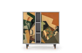 GLASS AND CHECKERBOARD BY JUAN GRIS - Buffet  multicolore 3 portes L 94 cm