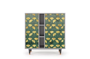 GINGKO LEAVES - Buffet  vert et jaune 3 portes L 94 cm