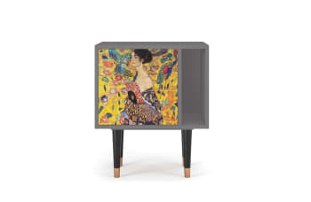 LADY WITH FAN BY GUSTAV KLIMT - Table de chevet jaune 1 porte L 58 cm