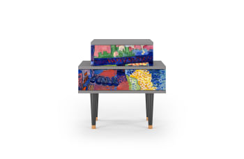 CHARING CROSS BRIDGE BY ANDRE DEAIN - Table de chevet multicolore 2 tiroirs L 58 cm