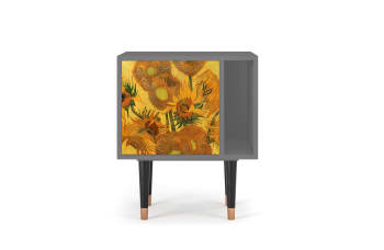 SUNFLOWERS BY VINCENT VAN GOGH - Table de chevet jaune 1 porte L 58 cm