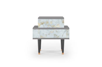 GOLDEN WAVES - Table de chevet blanc clair 2 tiroirs L 58 cm
