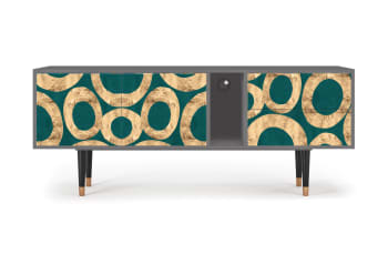 ZIRCON SPHERE - Mueble de TV azul-verde 2 cajones y 2 puertas  L 170 cm