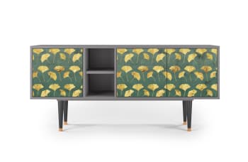 GINGKO LEAVES - Meuble TV  vert et jaune 3 tiroirs L 150 cm