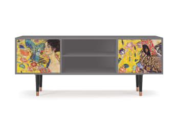 LADY WITH FAN BY GUSTAV KLIMT - Mueble de TV amarillo 2 puertas  L 170 cm