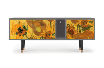 SUNFLOWERS BY VINCENT VAN GOGH - Mueble de TV amarillo 2 cajones y 2 puertas  L 170 cm