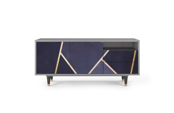 THE AMETHYST - Mueble de TV azul 2 cajones y 2 puertas  L 125 cm