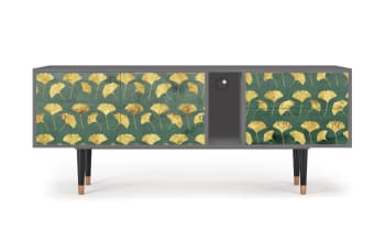 GINGKO LEAVES - Meuble TV  vert et jaune 2 tiroirs et 2 portes L 170 cm