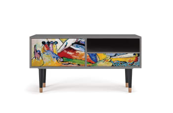 IMPROVISATION 26 BY WASSILY KANDINSKY - Mueble de TV multicolores 1 cajón y 1 puerta  L 115 cm