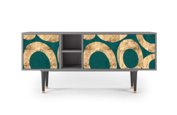 ZIRCON SPHERE - Mueble de TV azul-verde 3 puertas  L 150 cm