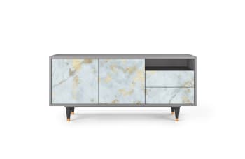 GOLDEN WAVES - Mueble de TV blanco claro 2 cajones y 2 puertas  L 125 cm