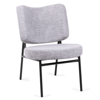 Poltrona rivestita in tessuto grigio con sedile imbottito