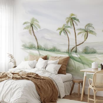 Papier peint panoramique paysage de palmiers couleurs 300x250cm
