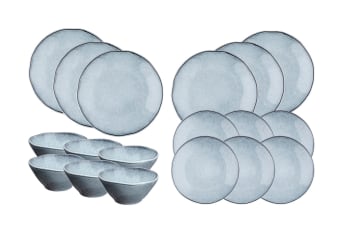 Reactiv - Set vaisselle 18 pièces en grès gris