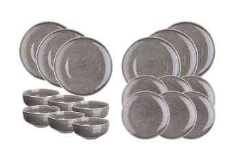 Reactiv - Set vaisselle 18 pièces en grès gris