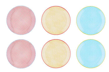 Pattern - Lot de 6 assiettes plates en porcelaine multicolore D26