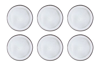 Reactiv - Lot de 6 assiettes plates en grès blanc D26