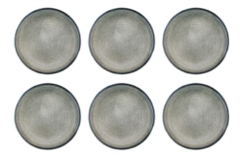 Reactiv - Lot de 6 assiettes plates en grès gris D28