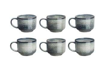 Reactiv - Lot de 6 mugs en grès gris 40cl