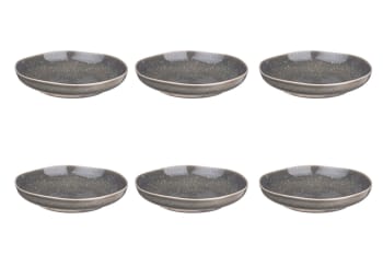 Reactiv - Lot de 6 assiettes creuses en grès gris D22.5