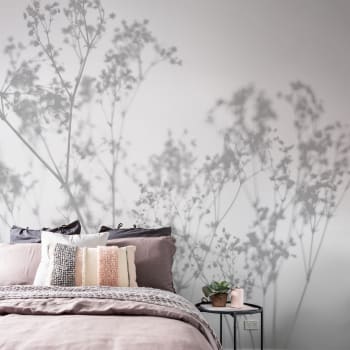 Papier peint panoramique douceur végétale 150 x 250 cm gris