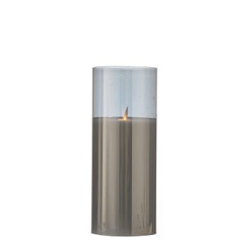 LED-Kerze aus grauem Glas und Wachs H25