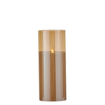 LED-Kerze aus goldenem Glas und Wachs H25