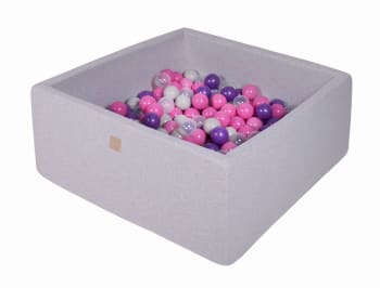 Piscina de bolas gris claro 300 rosa oscuro/violeta/transparente/gris