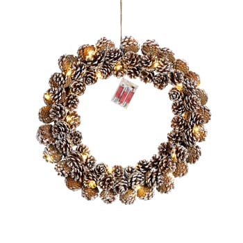 Corona di Natale marrone con LED D.48