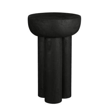 Latty - Table d'appoint en bois de paulownia noir H50