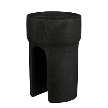 Latty - Mesa auxiliar de madera de paulownia negro alt. 46