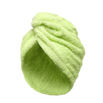 Turban de bain - Turban éponge fermeture élastique en coton vert pistache