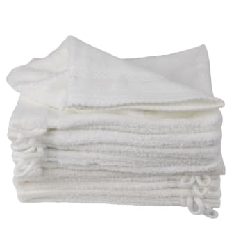 Capucine - Lot de 12 gants de toilette en coton blanc