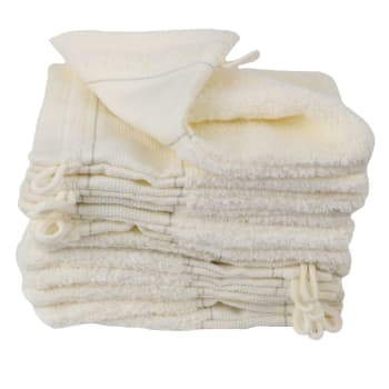 Petunia - Lot de 12 gants de toilette en coton ecru