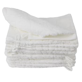 Iris - Lot de 12 gants de toilette en coton blanc