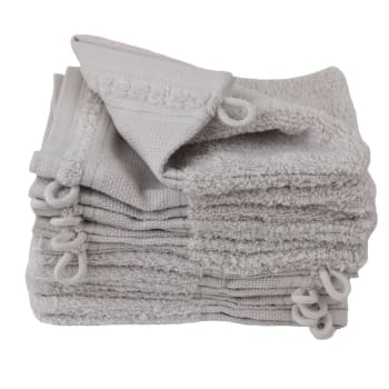 Petunia - Lot de 12 gants de toilette en coton gris