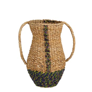 Cambridge - Vase décoratif en jonc de mer vert H35