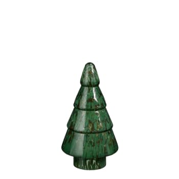 Weihnachtsdekoration Baum aus grünem Glas 30,5