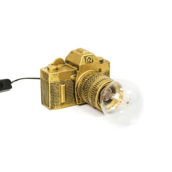INDOOR LIGHTING - Kamera Tischlampe aus Polyresin, Gold, 15x12cm