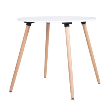 Runder Esstisch aus skandinavischem Holz, 80 x 80 x 74 cm, weiß